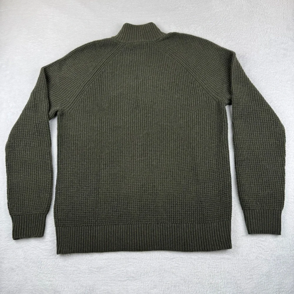 Banana Republic Sweater Mens L Olive Green Italian Merino Wool Waffle Knit